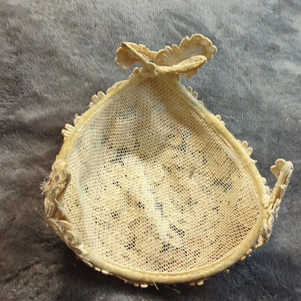 Vintage 1950's Womens Emporium Hat San Francisco New‎ York Rhinestones Cream - Picture 6 of 9